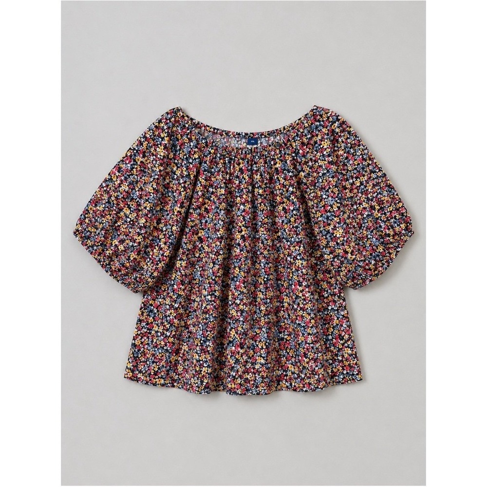 Old Navy Floral Peasant Blouse Top Large Cottage Prairie Bohemian Puff Sleeves
